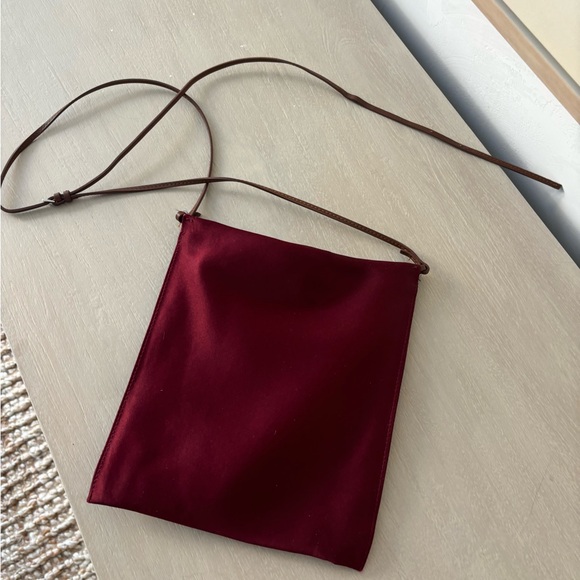The Row Handbags - The Row Burgundy Silk Medicine Pouch